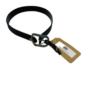 NWT Peter Nappi Black Nero Leather Belt w/ Oval Single Prong Buckle Size 28/70